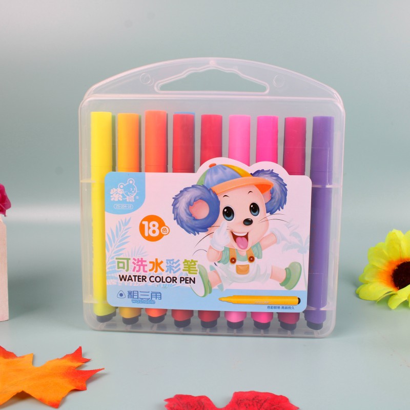 Púrpura ratón triángulo varilla de gran capacidad acuarela pluma kindergarten arte pintura color pluma traje estudiante acuarela color pluma