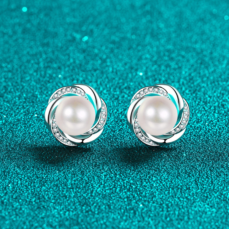 D-Farbe Moissanit Xindeyi S925 Sterling Silber Pflaumenblüte für Damen Ohrringe mit Moissanit und Süßwasserperle Schmuck Großhandel in_voghion.com