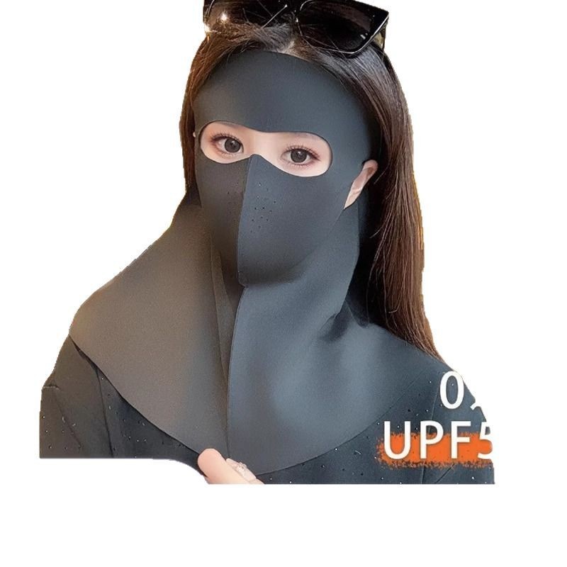 日焼け止めマスク 女性用 フルフェイス UVカット 新型 夏用 アイスシルク フェイスマスク ネックガード一体型|undefined