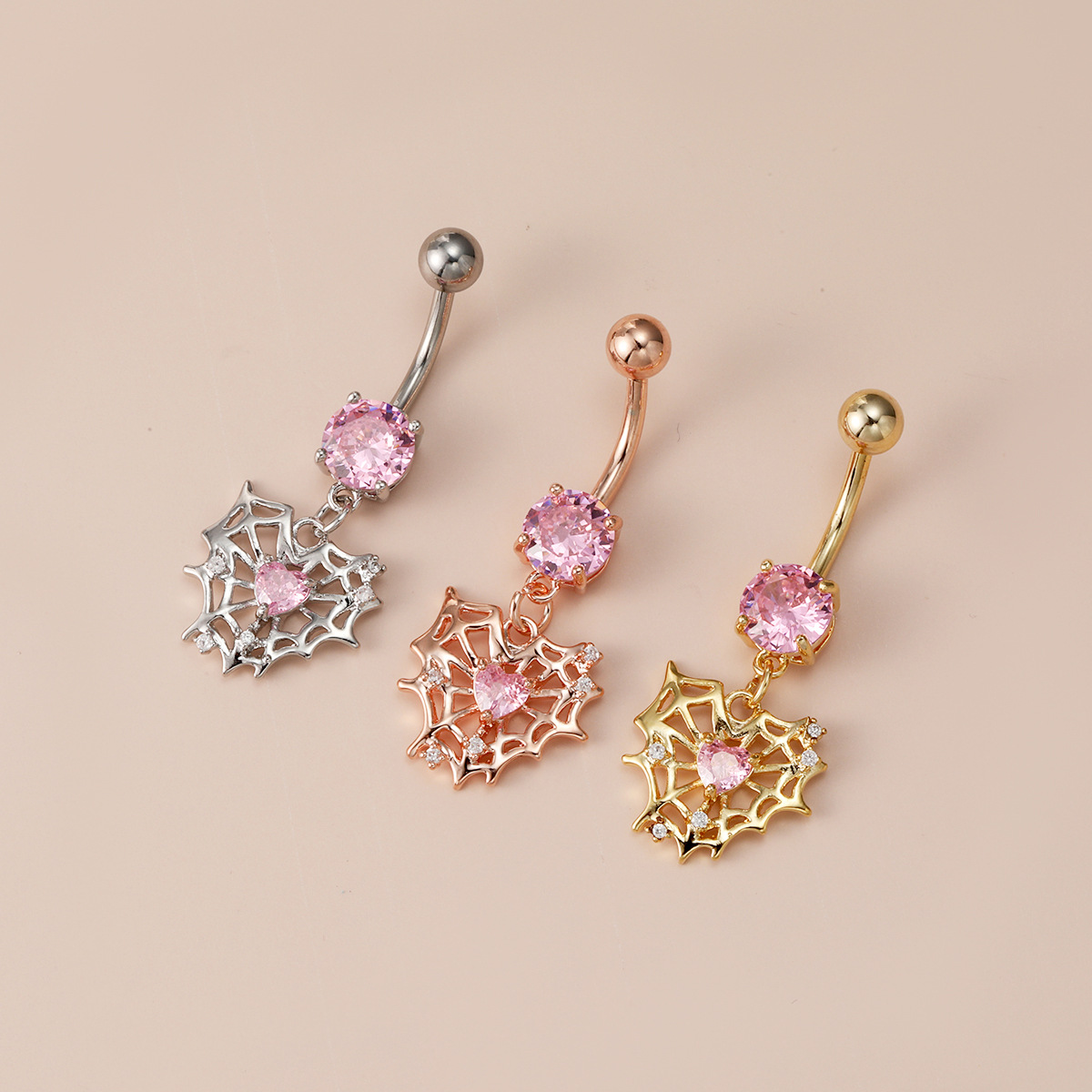 Bambos vėrimo žiedas širdelės voratinklis su deimantais_voghion.com