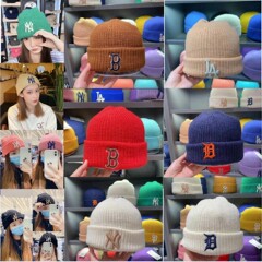 MLB毛线帽热销款NY字母冬季冷帽男女情侣LA针织帽小标C字母帽子潮