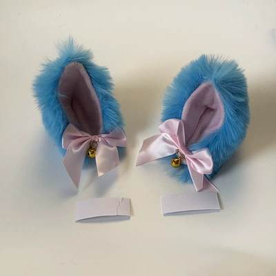 Motosiklet dəbilqələri decoration motorcycle helmet accessories support - cat-ear-pink-bow-1-pair-blue