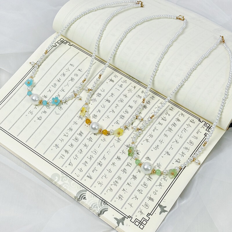 Ancient Style Hanfu Necklace for Women, Imitation Pearl Soft Pearl Necklace, Hanfu Pearl Necklace, Tang Style, Song Style, Chinese Style, Han Elements Ancient Style Hanfu Necklace for Women, Imitation Pearl Soft Pearl Necklace, Hanfu Pearl Necklace, Tang Style, Song Style, Chinese Style, Han Elements