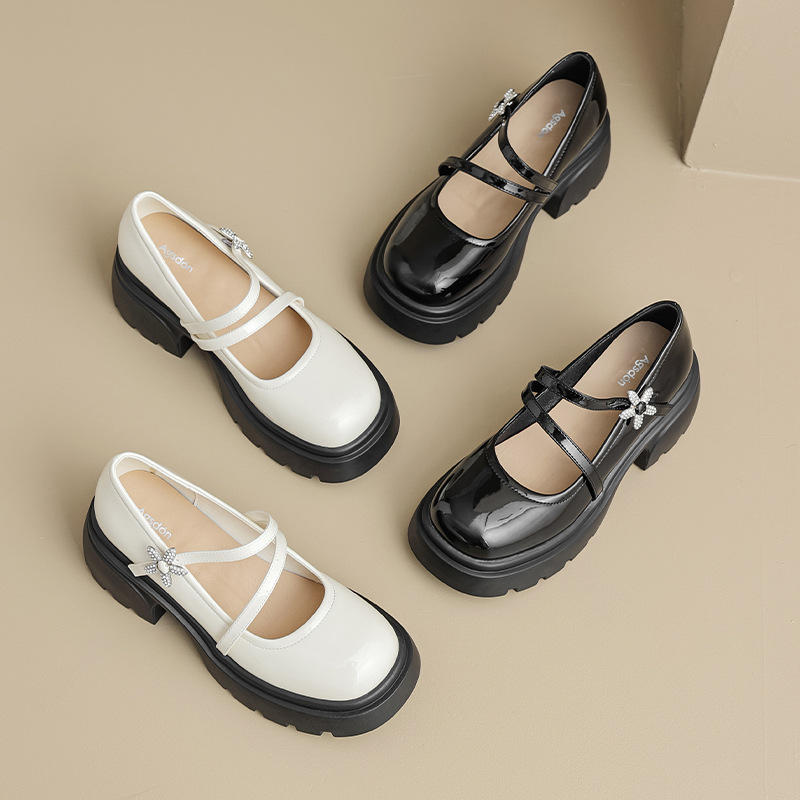Zapatos Mary Jane Augusden 2026, Nuevos Zapatos de Tacón Alto Franceses con Suela Gruesa para Verano, Estilo Retro Universitario, Zapatos de Cuero