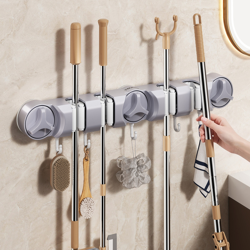 Suction cup mop holder, wall-mounted, no drilling required, heavy-duty, for home use, bathroom, and toilet, for fixing and storing mops