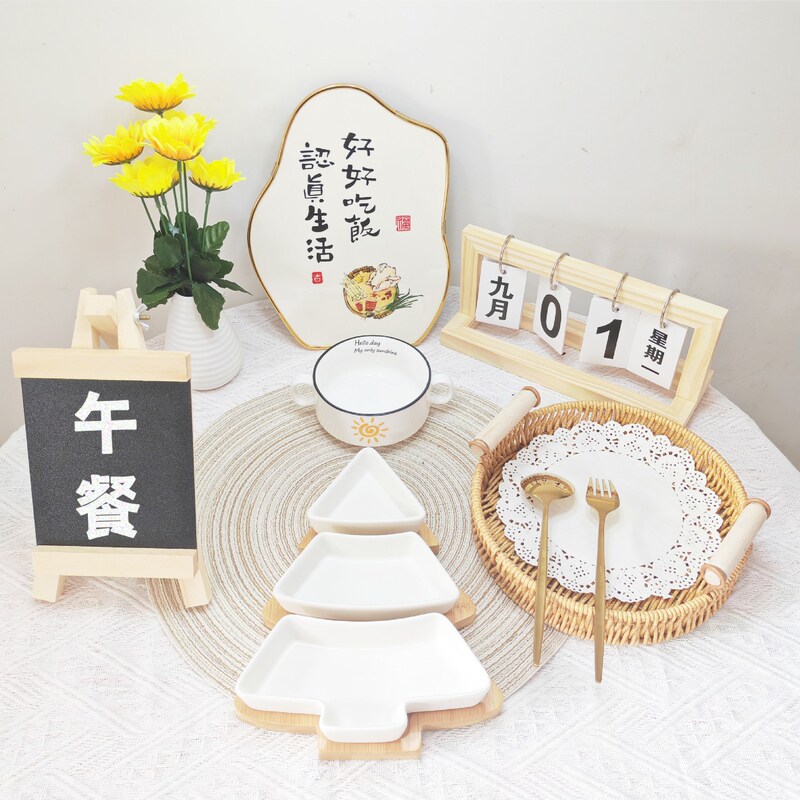 Kindergarten Food Posing Tableware Photo Props Broadcast Plate Decoration Decoration Chinese Lunch Recipe