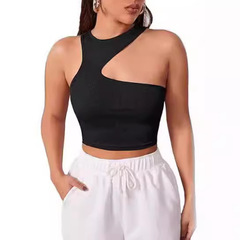 跨境歐美女裝亞馬遜春夏掛脖吊帶女內搭小背心露臍露腰上衣