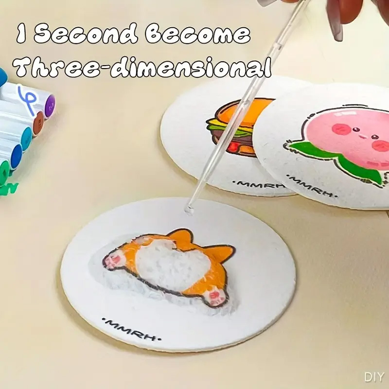 3D圆形遇水膨胀绘画压缩木浆海棉发泡肌理画纸手工儿童DIY玩具|undefined