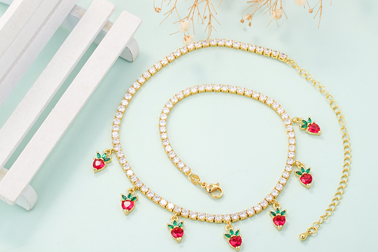 Simple Color Cherry Strawberry Grape Fruit Necklace display picture 5