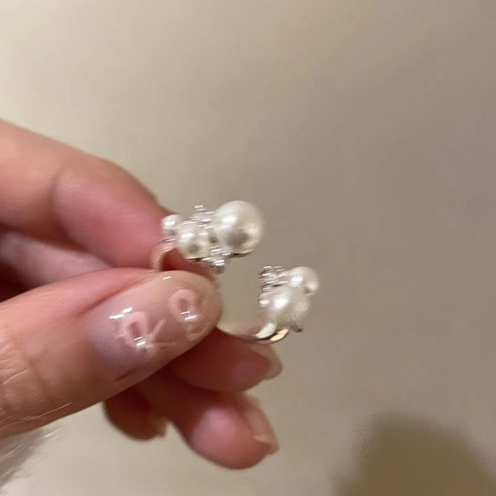 韓版鋯石珍珠戒指女輕奢高級感食指戒ins風小眾設計個性開口指環