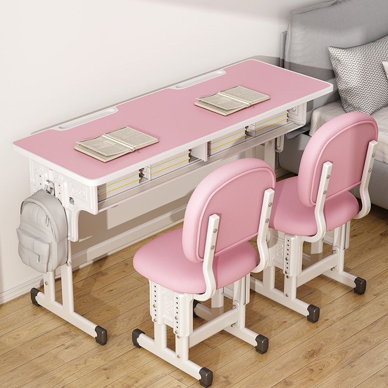 Children's Study Table and Chair Set, Double Study Table and Chair, Long Version for Sisters, Family Study Desk, Elementary School Student Study Table and Chair Set