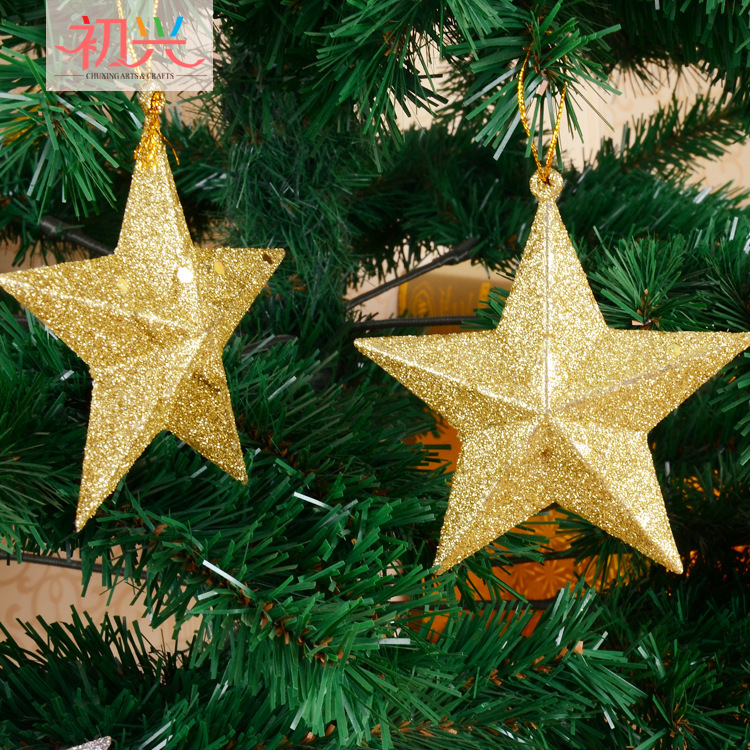 Christmas five-pointed star pendant 5cm 7cm10cm gold silver red decorations Christmas plating stars