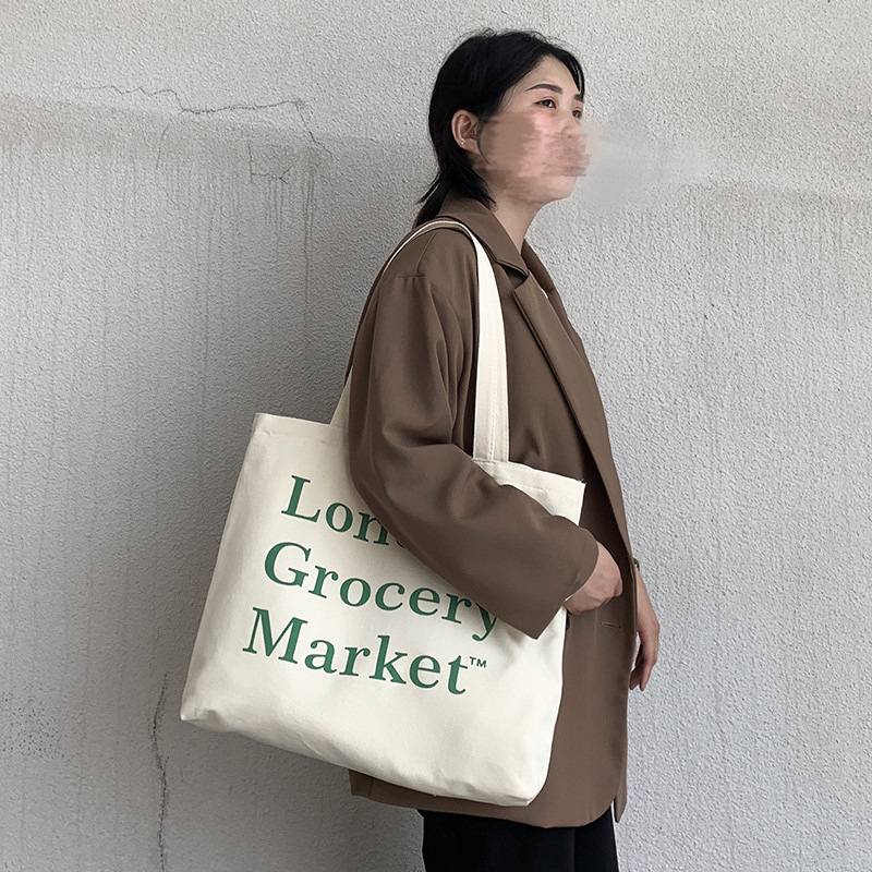 INS japonés Corea del Sur carta bolsa de lona hombro de las mujeres de gran capacidad bolso de estudiante verano perezoso estilo artístico bolsa de tela