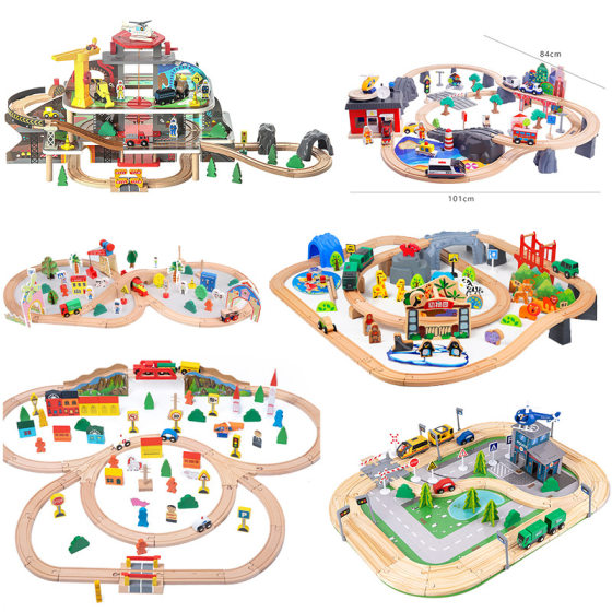 Wooden Track Toy Children's Educational Electric Rail Car High-speed Rail Simulation Model Building Blocks Small Train June 1 Gift