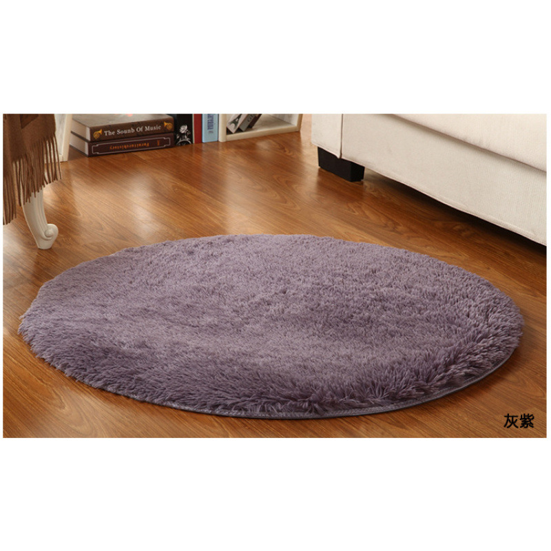 Alfombra de seda redonda de color sólido dormitorio de chicas cestas colgantes almohadilla giratoria piso de sala de estar simple sofá mesa de té almohadilla