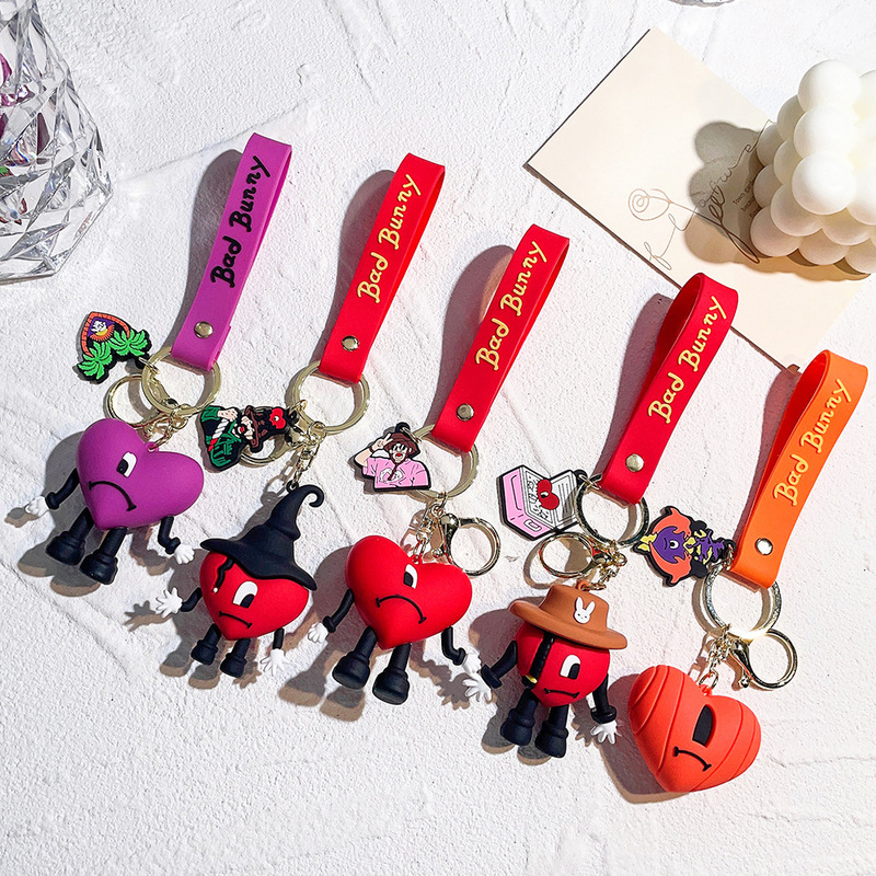 Cross-border explosions Bad Rabbit key chain Bad Bunny soft pendant cute exquisite personality small pendant