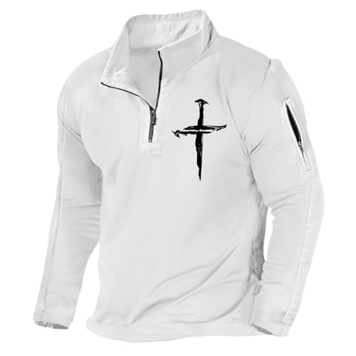 Primavera y otoño Comercio exterior más tamaño de los hombres al aire libre bolsillo con cremallera media cremallera cuello táctico de manga larga Camiseta suéter casual