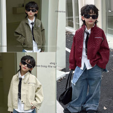 男童皮衣套装2025秋款新款儿童字母皮上衣帅气童装外套一件代发潮