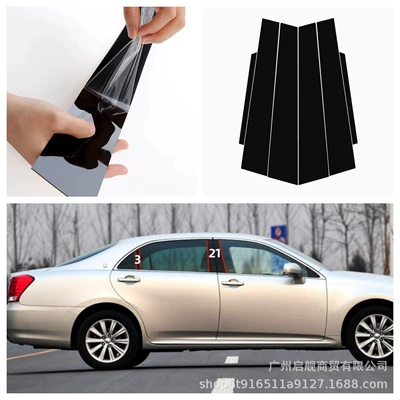 door window decoration glossy black – Şüşə kənarı xromları/moldingləri - glossy-black-10-14-models-of-the-13th-generation-crown6pcs