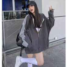 秋冬新款女装2025外套女美式风街头棒球服中长款oversize卫衣开衫