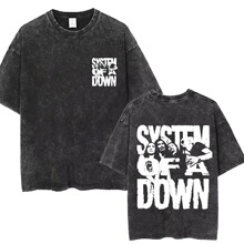 Washed Vintage Rock Band System of A Down T-shirt Men Women