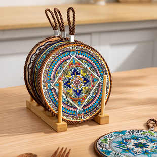 Vintage Heat Insulation Pad High Temperature Resistant Casserole Anti-scalding Pad Enamel Pot Cushion Ceramic New Chinese Style Dining Table Plate Cushion Desktop