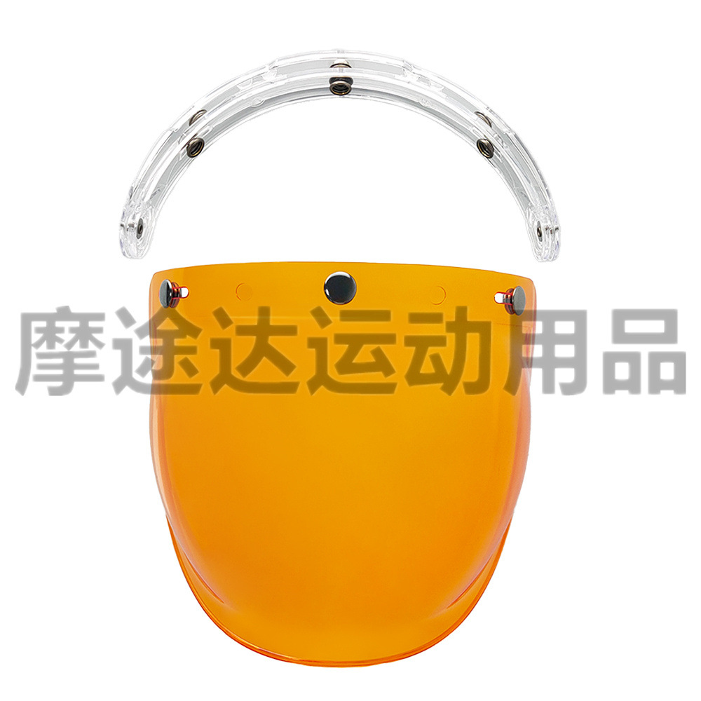 Retro Motorcycle Helmet Lens with Curved Surface, Three-Button Bubble Mirror, Multi-Color Windproof and Uv Protection Shield