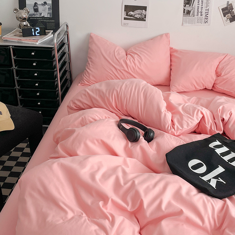 2024 nueva serie de cuatro piezas de mezcla y combinación de color sólido de algodón lavado de peso alto