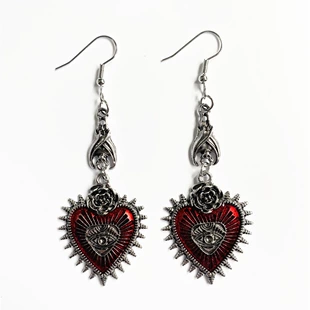 Серьги Anming Heart Gothic Punk, красная эмалированная смесь, 8.8×6.8 см