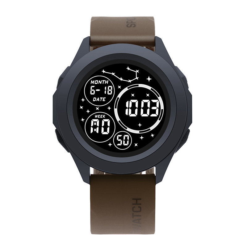 Pantalla completa estrella reloj electrónico deportes al aire libre reloj electrónico reloj redondo juventud multifunción reloj luminoso