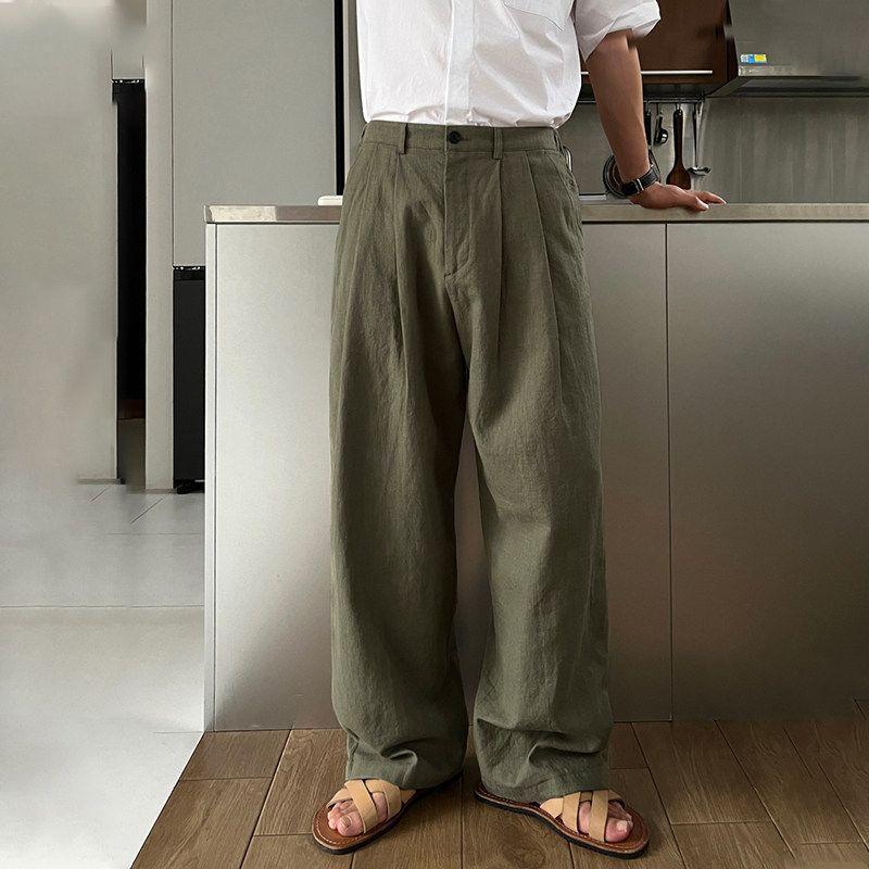 Lightweight Linen Casual Pants for Men 2026 Summer New Korean Style Simple Lazy Style Floor-Length Double-Pleated Wide-Leg Pants Lightweight Linen Casual Pants for Men 2026 Summer New Korean Style Simple Lazy Style Floor-Length Double-Pleated Wide-Leg Pants
