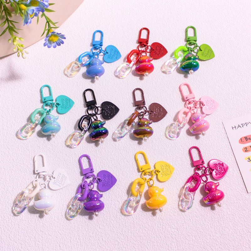 16g Weight Bag Pendant, Keychain Classification 1 Piece Quantity Daily, Party Occasion Resin Material Duck Pattern Unisex Gender Cute Style Cute Duck Resin Unisex Bag Pendant Keychain 4