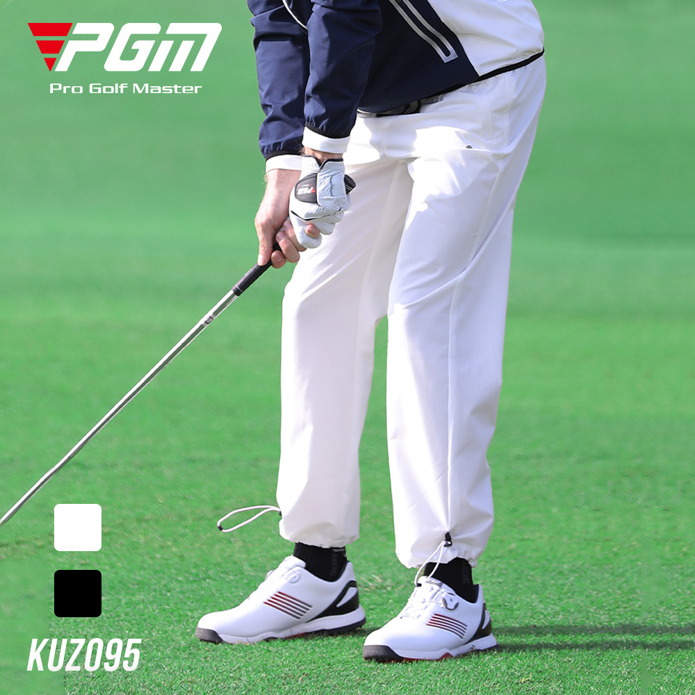 Quần thể thao golf nam chống mưa, thun eo điều chỉnh dây — KUZ095-màu trắng, KUZ095-Màu đen