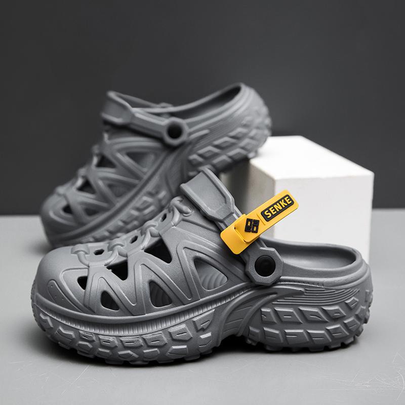 Zapatos con agujeros para hombre verano nuevo estilo ropa exterior deportes antideslizantes suela gruesa pisando mierda sensación rafting en la playa sandalias de río vadeo