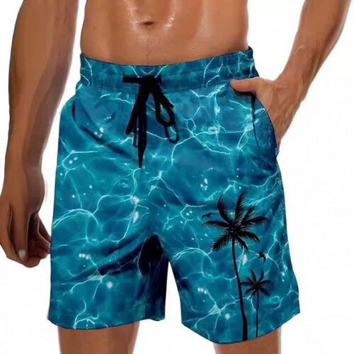 2025 Hawaii Series Shorts for Men - European and American Style 3D Printed Casual Loose Thin 5-inch Beach Pants