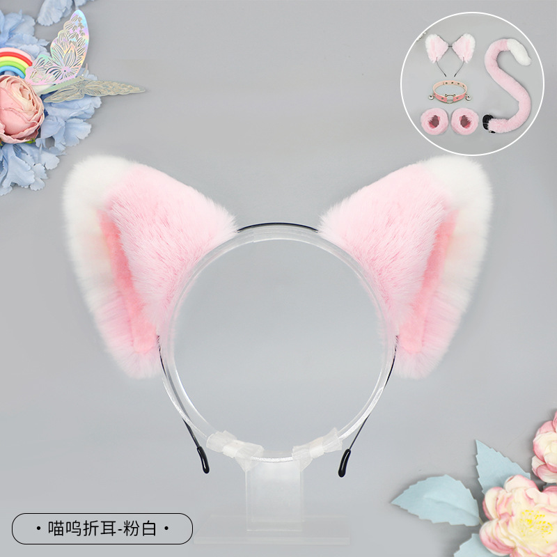 De una sola pieza hecha a mano de peluche Lolita diadema de oreja de gato KC accesorios para el cabello bestia oído tocado Fox oreja horquilla