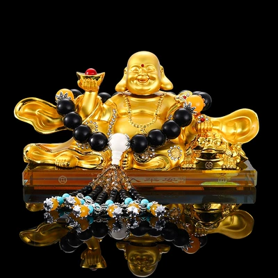 Car ornaments, perfume ornaments car perfume - crystal-bottom-20128cm900-grams-golden-maitreya-black-beads