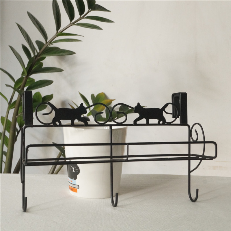 Vintage Iron Cat Small Hook Walking Black Cat Bathroom Door Cabinet Door Rear Storage Hook