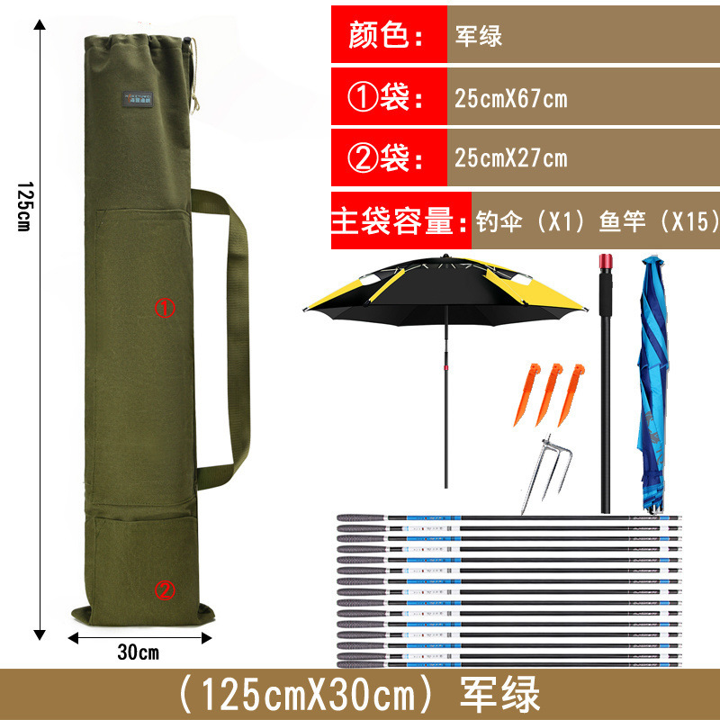 新しい釣りキャンバス釣竿バッグ傘バッグ釣竿収納袋耐摩耗性折りたたみ釣竿バッグ釣竿|undefined