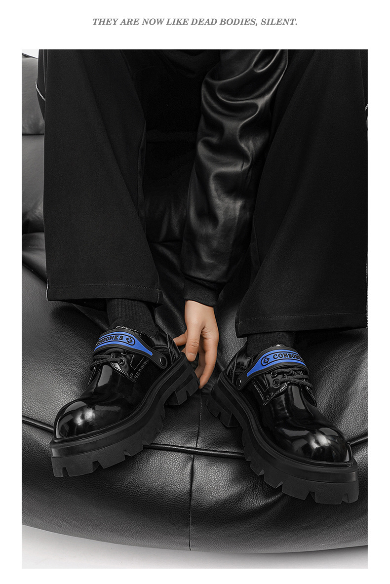 Scarpe Derby da uomo in pelle con punta tonda e suola spessa, stile britannico estivo, ShoeVault_voghion.com