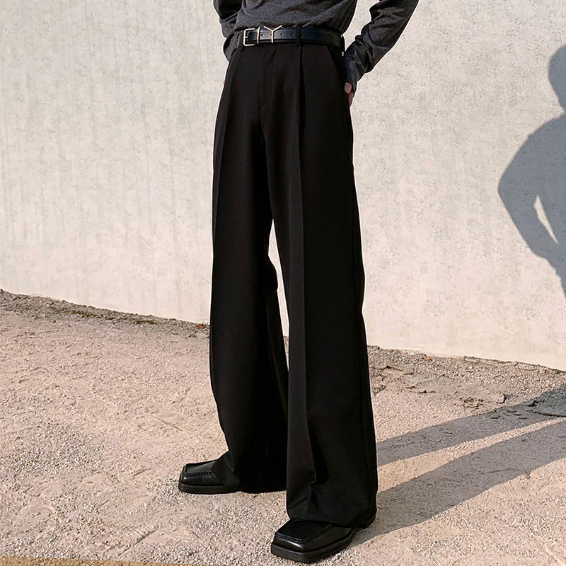 Pantalones holgados de estilo coreano para hombre, diseño moderno de pierna recta, pantalones anchos, pantalones largos hasta el suelo, versátiles.