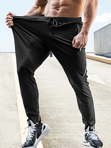 Travel men's Athletic Pants Black Polyester with Travel Sweatpants
