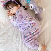 儿童珊瑚绒连体睡衣秋冬款加厚加绒宝宝睡袋冬季女童法兰绒连体衣