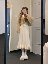 秋季新款修秋冬连衣裙身显瘦感长袖长款针织打底鱼尾连衣裙女