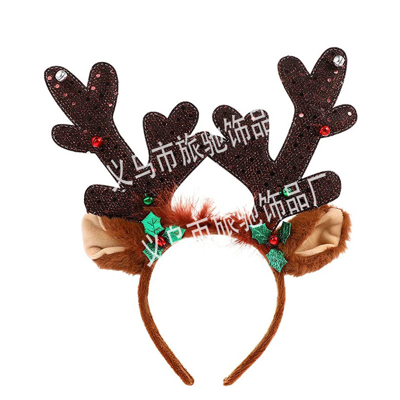 新しいクリスマスヘッドバンド枝角ベルぬいぐるみヘッドバンドヘラジカクリスマスパーティーパーティーホリデーデコレーション|undefined