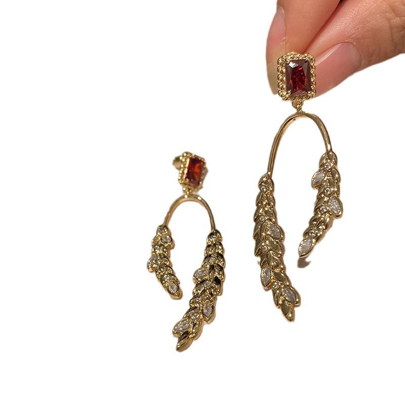 Серебряная серебряная игла, цирконий, серьги, модный ретро изысканный аксессуар, легкий роскошный стиль
