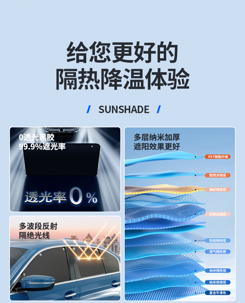 Suction cup car sunshade window sun protection heat insulation sunshade curtain car side window privacy shade