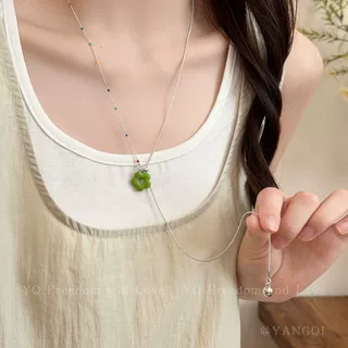 夏日多巴胺花朵抽拉项链女韩系ins设计感锁骨链百搭气质长款配饰