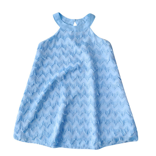 Girls summer dress, children's mesh skirt, cross-border halter neck dress, fantasy tassel children's princess dress