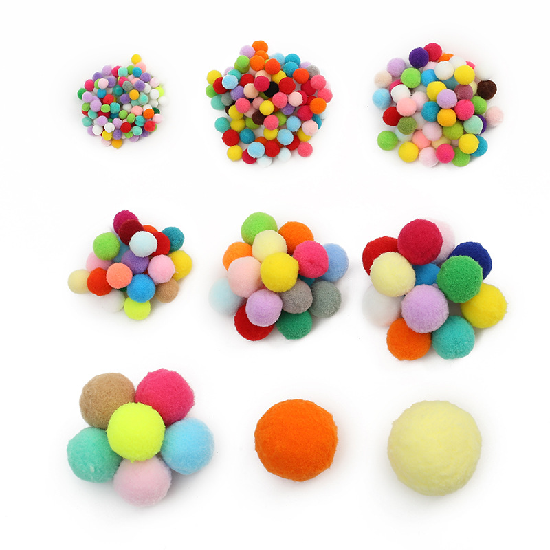 Pompones de Peluche Alta Elasticidad 2.5cm de Poliéster para Manualidades
